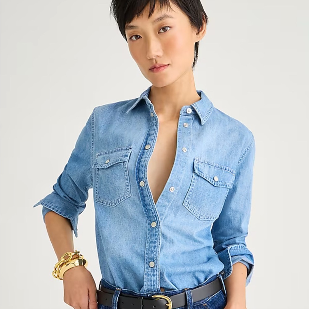 J Crew Wren slim western chambray shirt in Callie wash